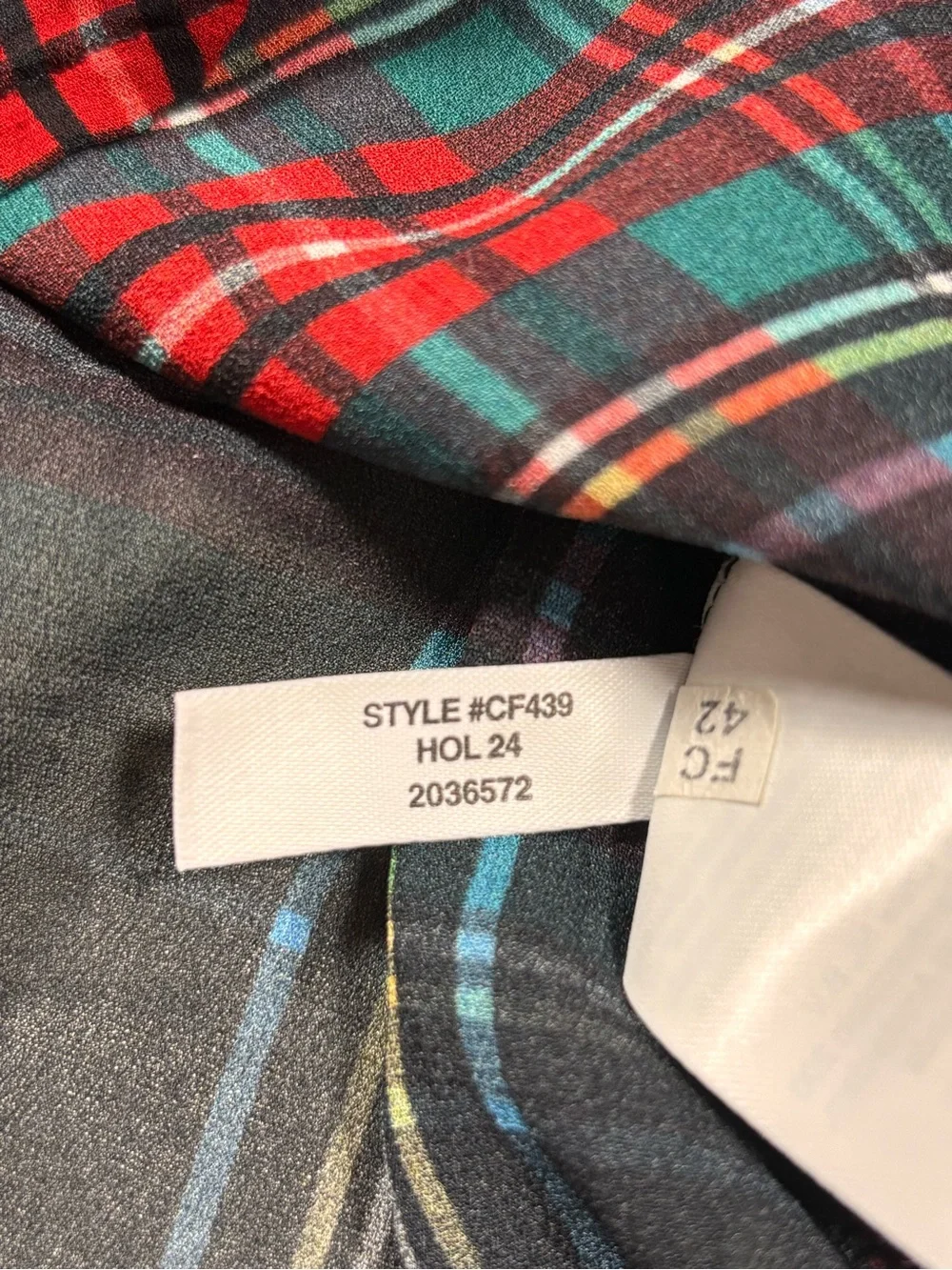 J.Crew Ruffleneck Top Stewart Tartan Chiffon XS Plaid Holiday Red Green Sheer